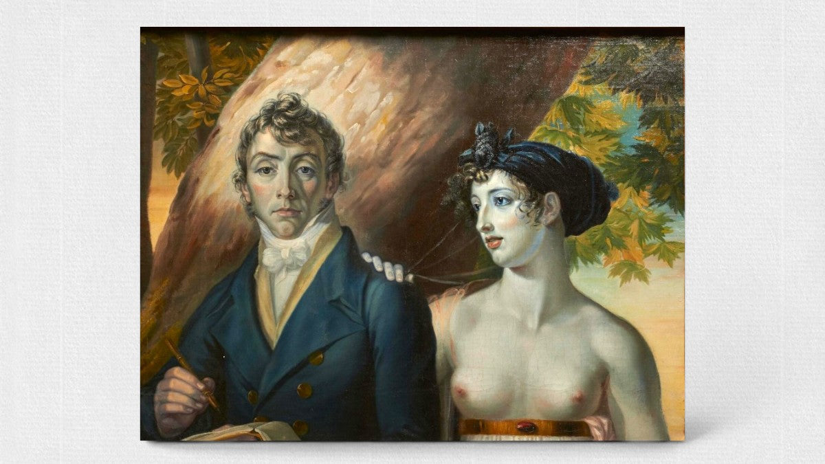 Robert Fagan double portrait with his wife, Neoclassical painting circa 1803, depicting the artist beside an idealised classical female figure inspired by ancient Greek art and the Grand Tour era.