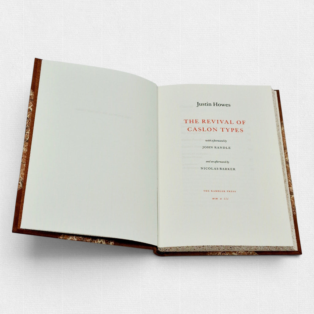 Interior pages of The Revival of Caslon Types, displaying refined typography, generous margins, and classical page proportions.