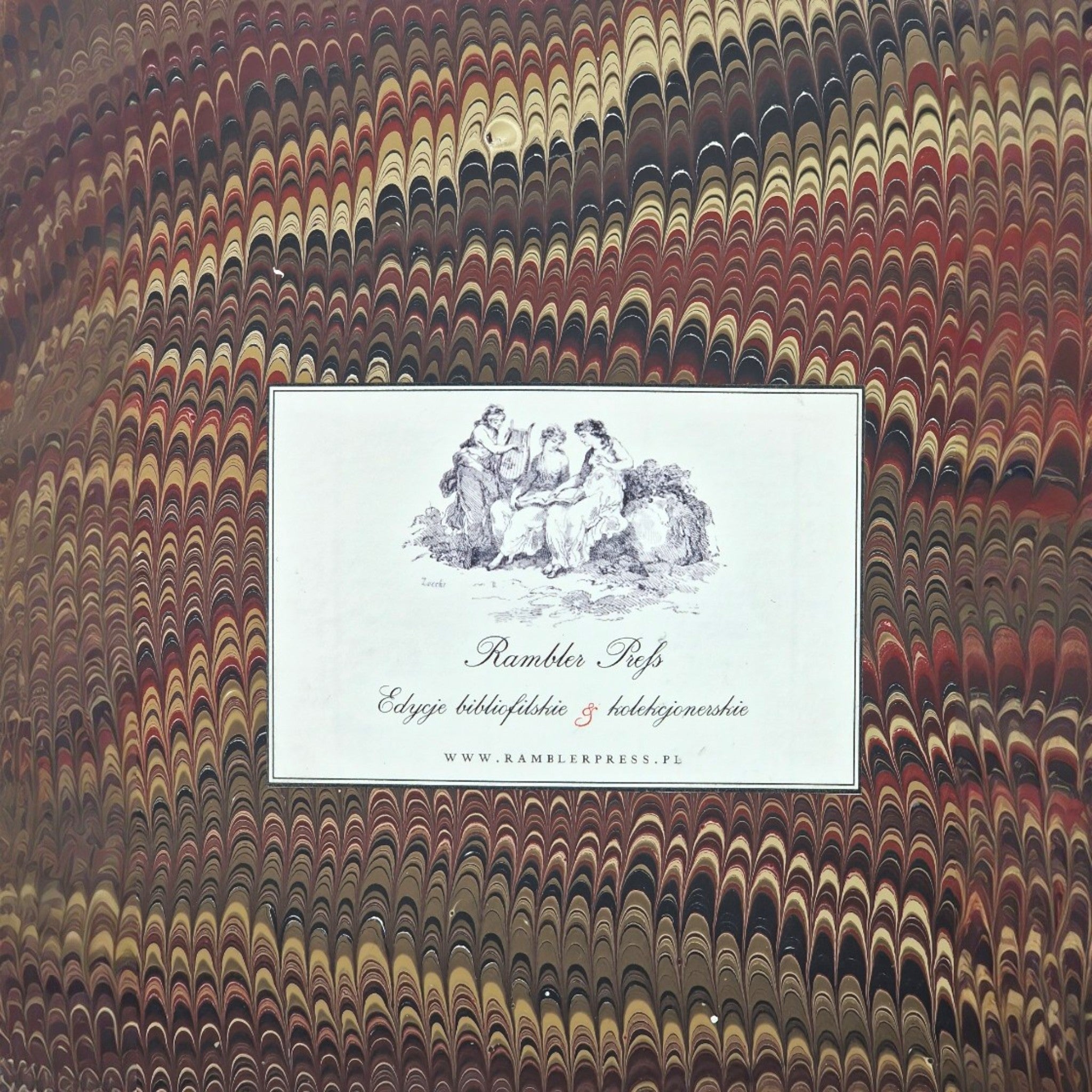 Detail of the marbled presentation box label from the Woodbank Press Frankenstein edition.